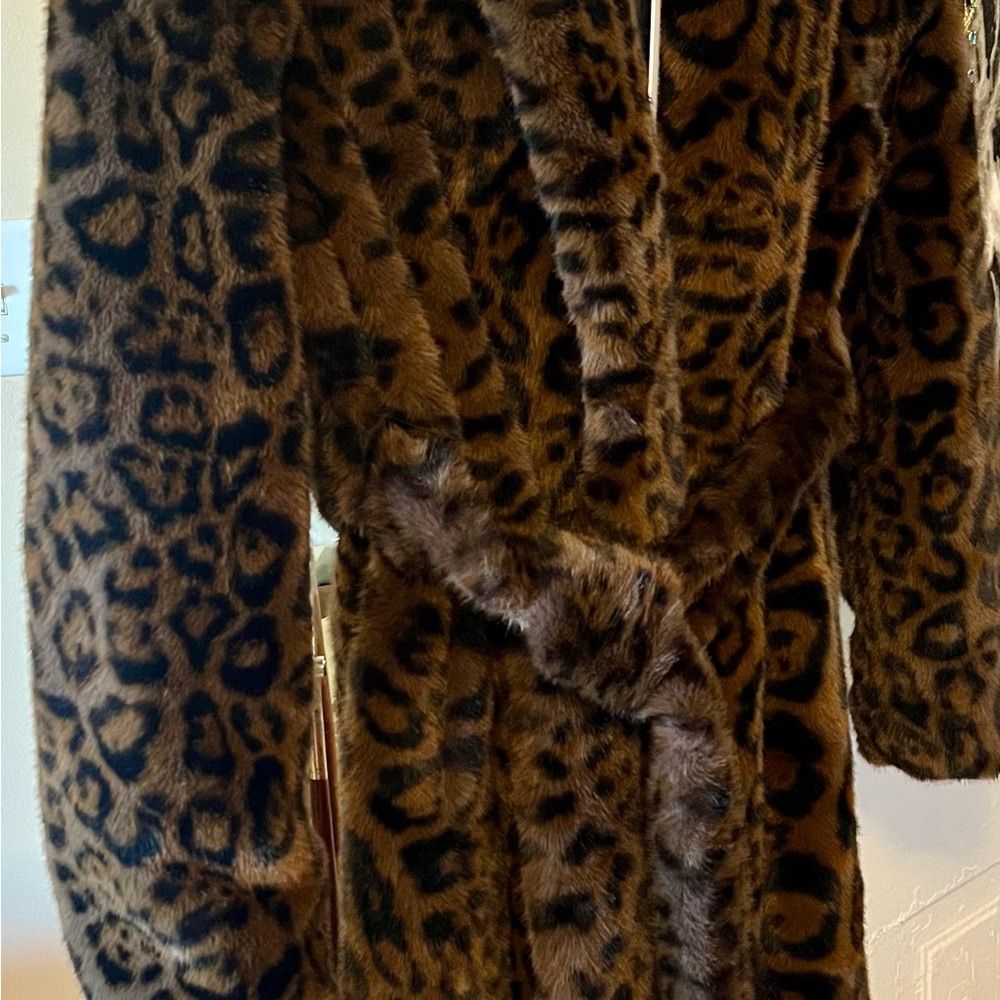 Rebecca Minkoff knee length Brown Leopard Teddy Jacket